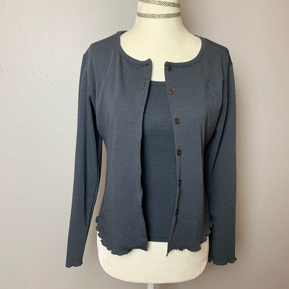 2 Piece Grey Tank Top and Long Sleeve Top Small